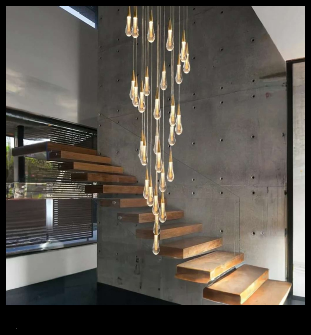 Chic Climb: Illuminate Every Step with Staircase Chandeliers